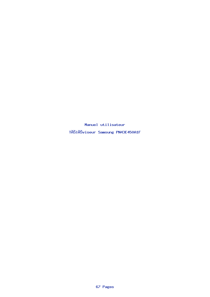 Page 1 de la notice Manuel utilisateur Samsung PN43E450A1F