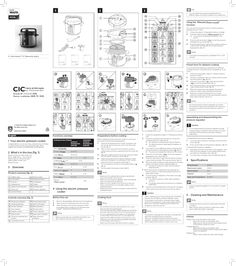 Page 1 of the manual User Manual Philips Walita Viva Collection RI3136