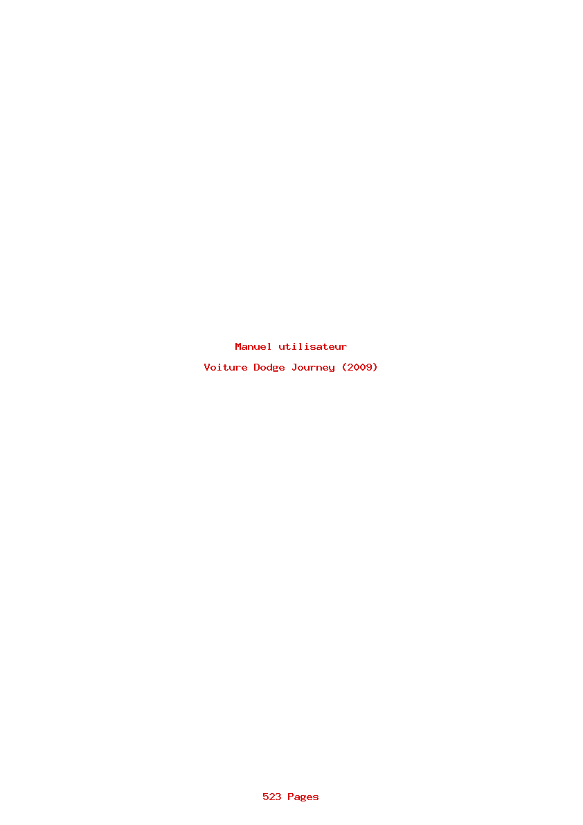 Page 1 de la notice Manuel utilisateur Dodge Journey (2009)