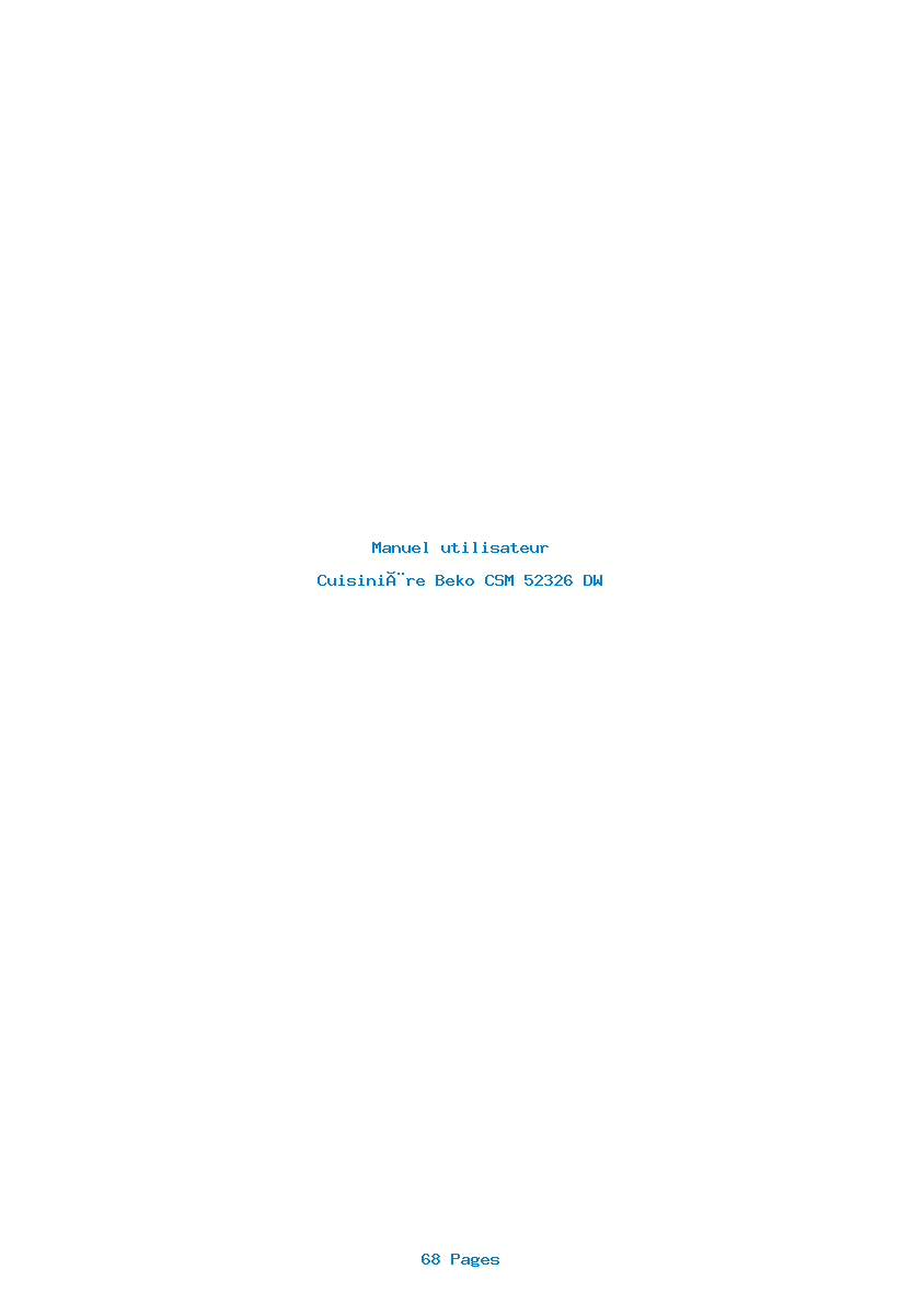 Page 1 de la notice Manuel utilisateur Beko CSM 52326 DW