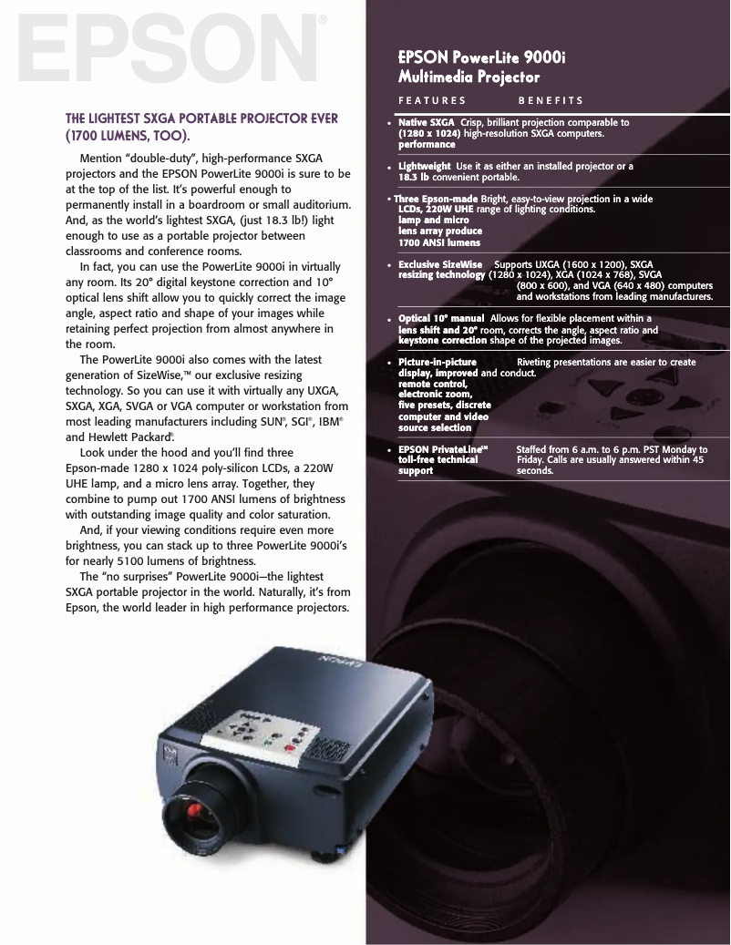 Página 1 del manual Folleto Epson PowerLite 9000i