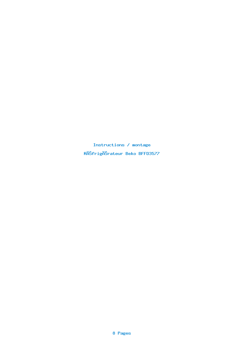 Page 1 de la notice Instructions / montage Beko BFFD3577