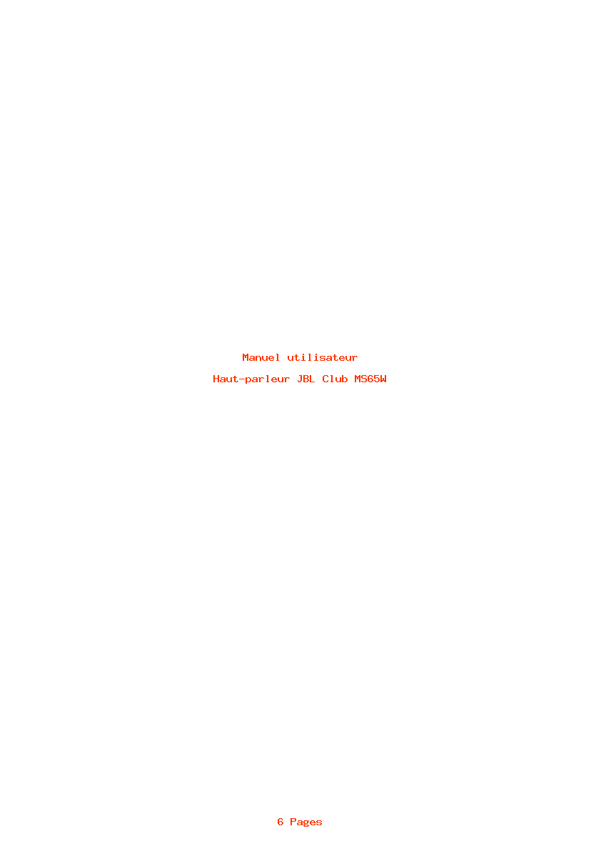 Page 1 de la notice Manuel utilisateur JBL Club MS65W