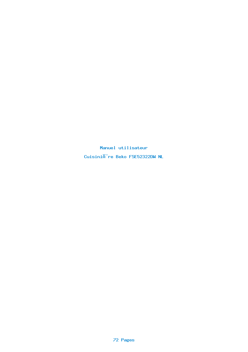 Page 1 de la notice Manuel utilisateur Beko FSE52322DW NL