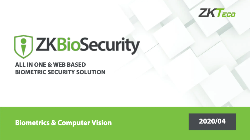 Page 1 de la notice Guide de démarrage rapide ZKTeco ZKBioSecurity