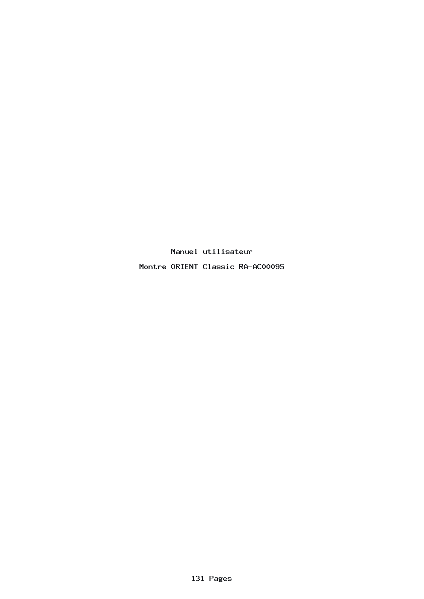 Page 1 de la notice Manuel utilisateur ORIENT Classic RA-AC0009S