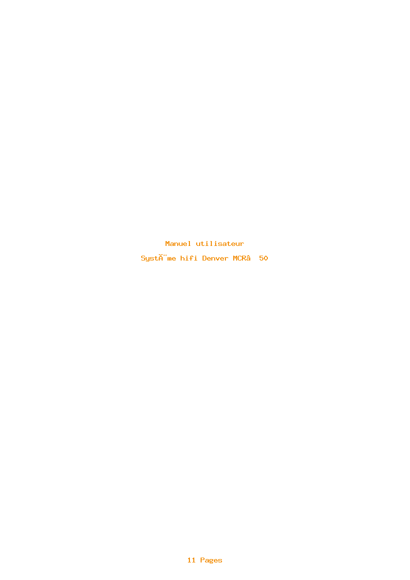 Page 1 de la notice Manuel utilisateur Denver MCR‐50