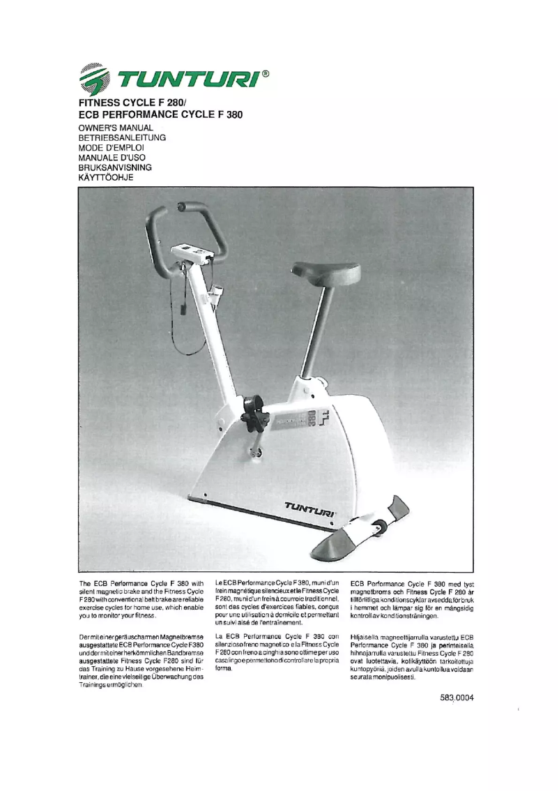 Página 1 del manual Manual de usuario Tunturi F380