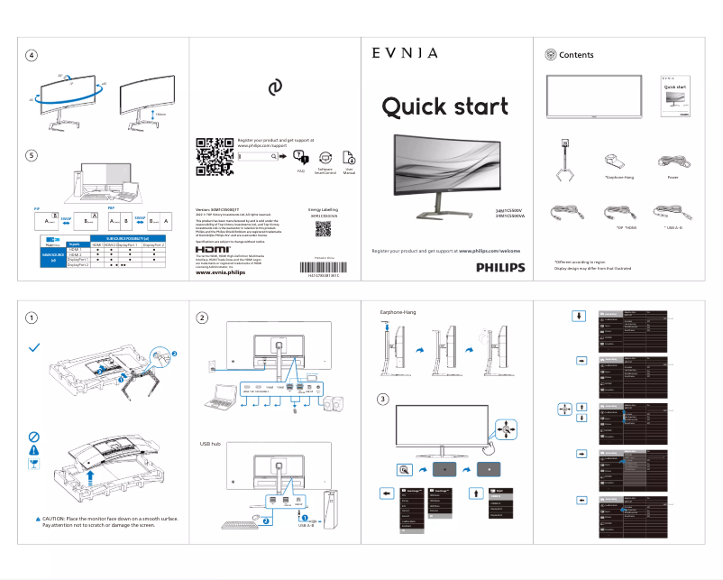 Page n°1 - Guide de démarrage rapide Philips Momentum 34M1C5500VA