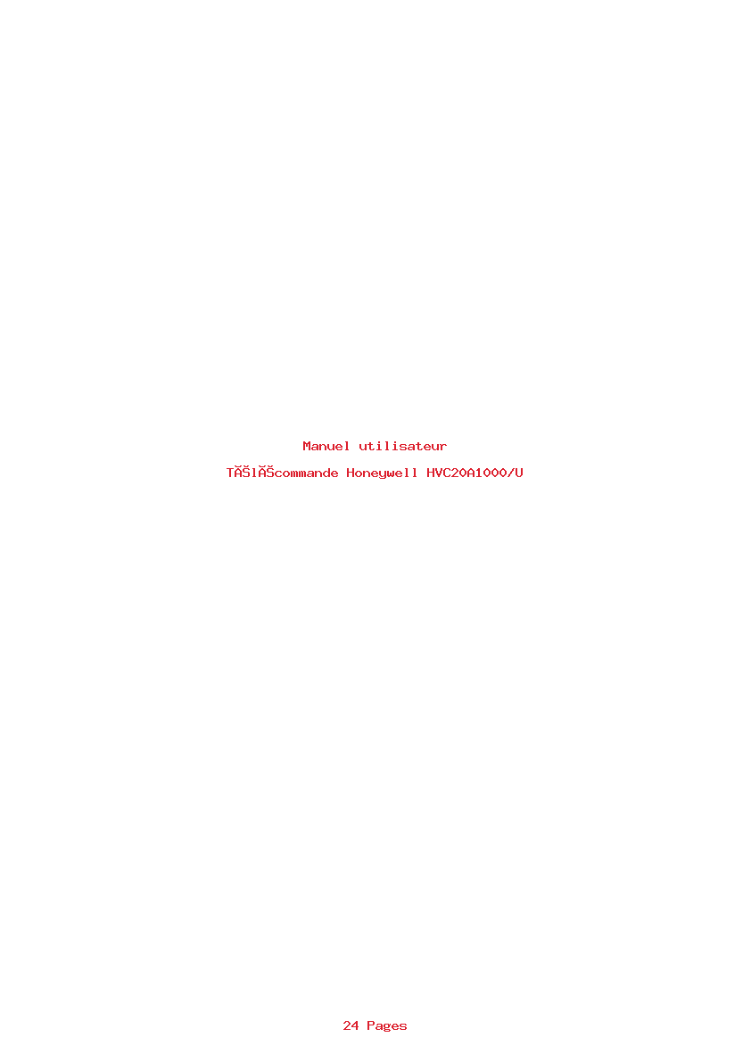 Page 1 de la notice Manuel utilisateur Honeywell HVC20A1000/U