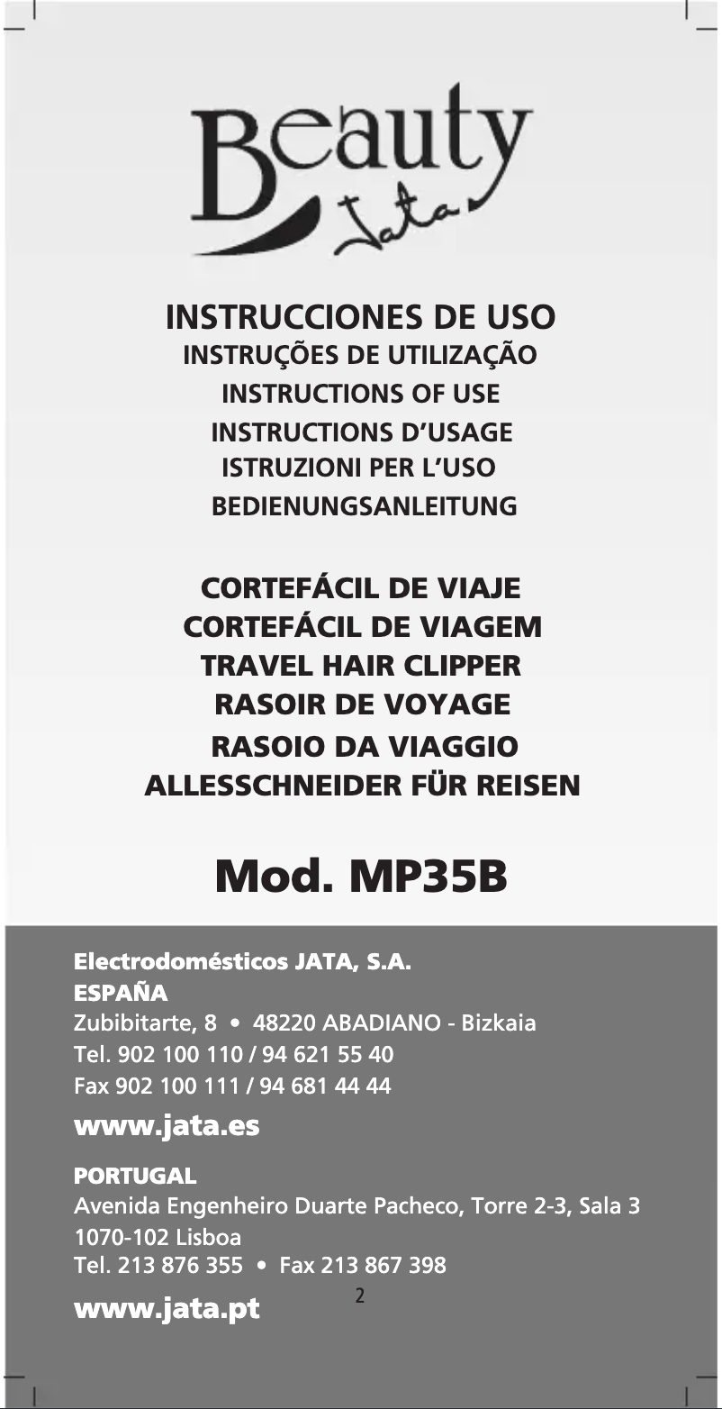 Page 1 de la notice Manuel utilisateur Jata MP35B