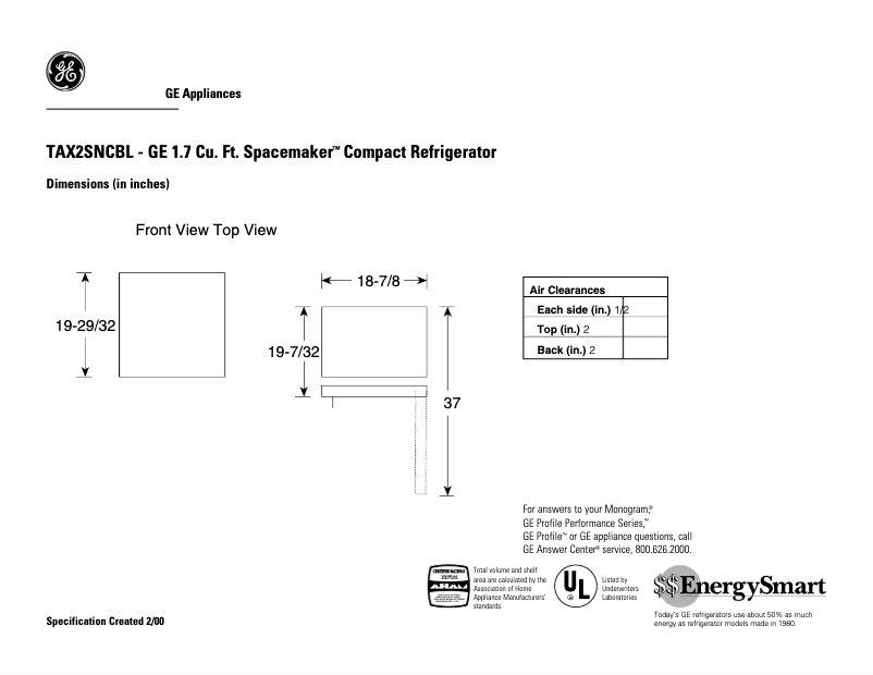 Page n°1 - Fiche technique GE TAX2SNCBL