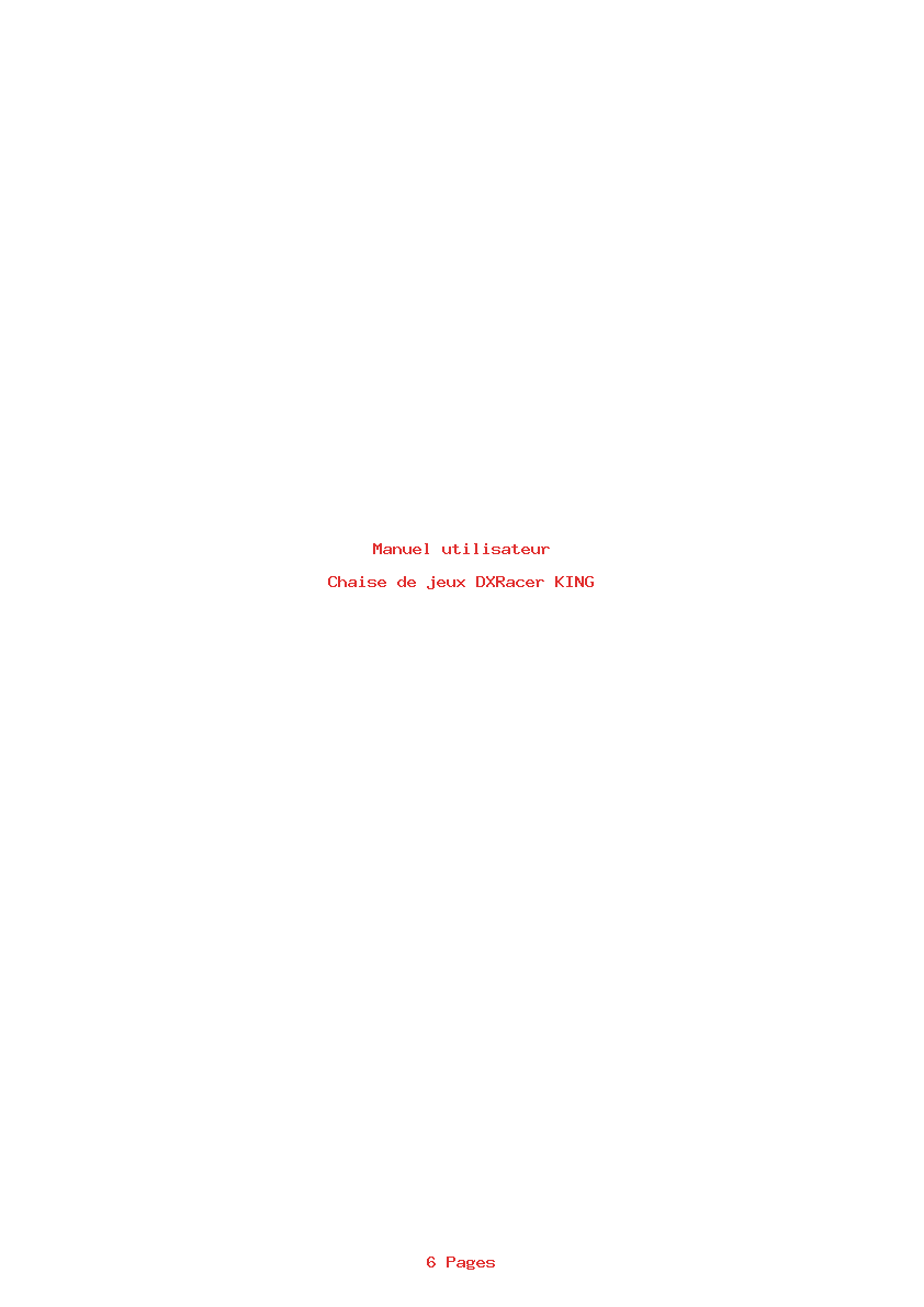 Page 1 de la notice Manuel utilisateur DXRacer KING