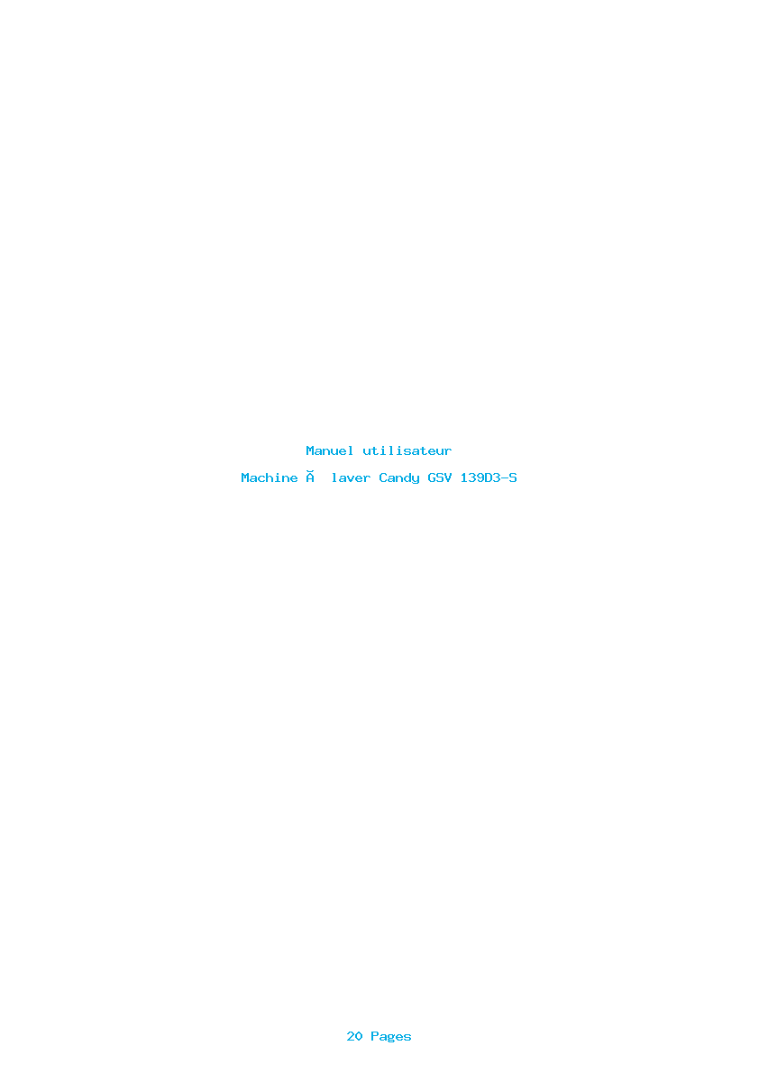 Page 1 de la notice Manuel utilisateur Candy GSV 139D3-S