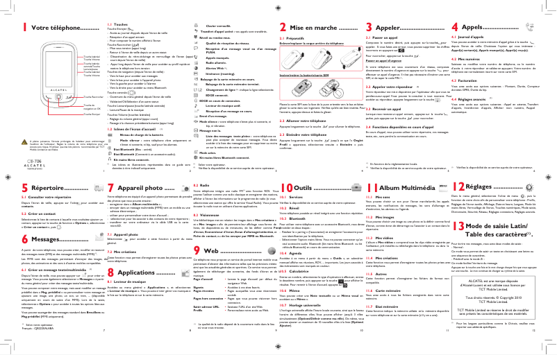 Page 1 of the manual User Manual Alcatel One Touch 706
