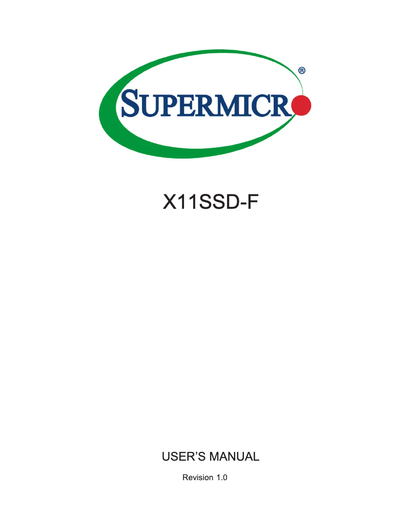Page 1 de la notice Manuel utilisateur Supermicro X11SSD-F