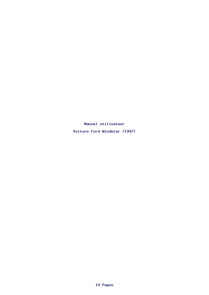 Page 1 de la notice Manuel utilisateur Ford Windstar (1997)