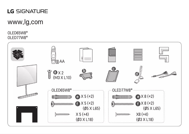 Page 1 de la notice Manuel utilisateur LG OLED65W8XCA