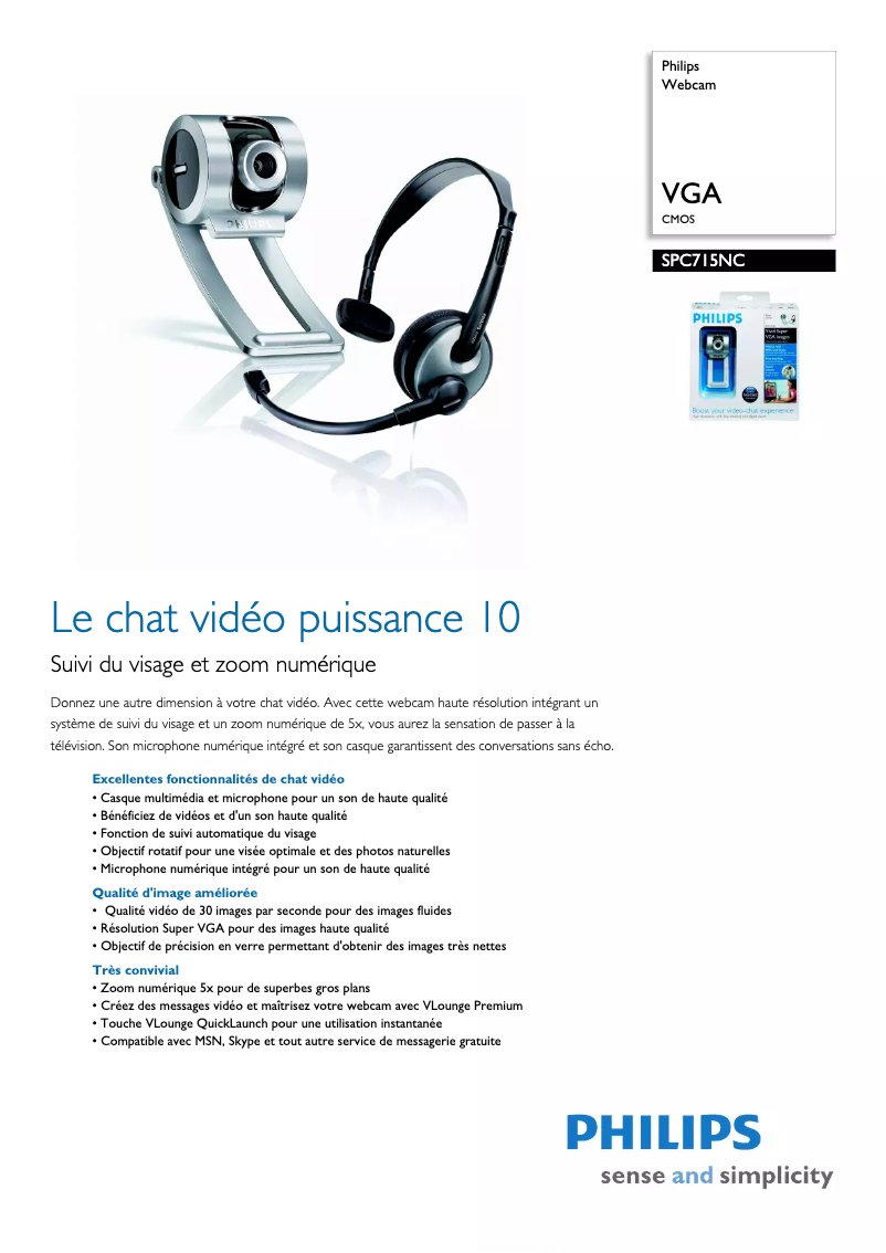 Página 1 del manual Ficha técnica Philips SPC715NC