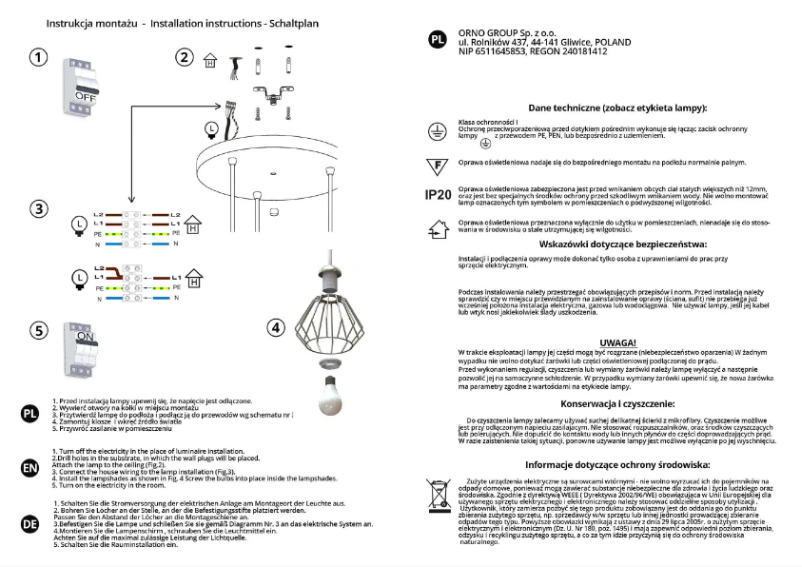 Page 1 de la notice Manuel utilisateur Adviti AD-LD-6264BE27M