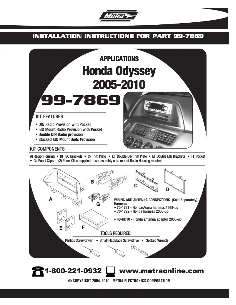 Page 1 de la notice Guide d'installation Metra 99-7869