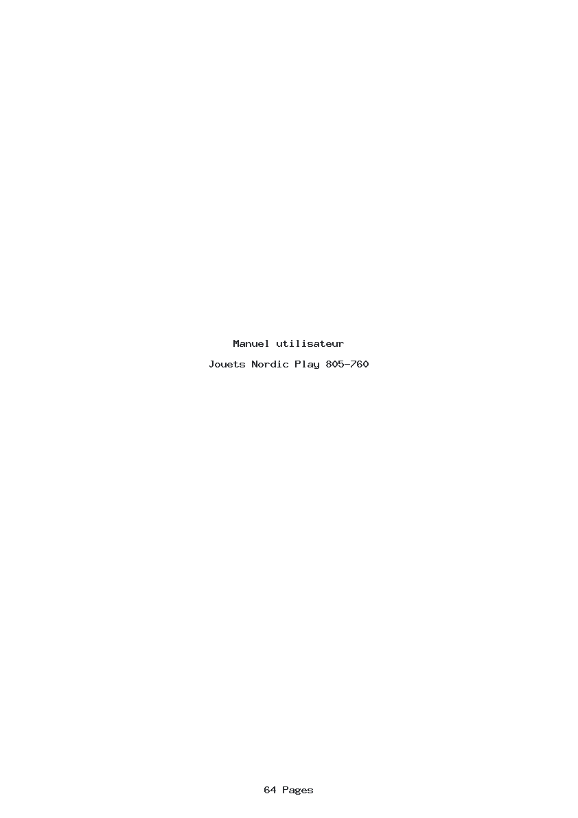 Page 1 de la notice Manuel utilisateur Nordic Play 805-760