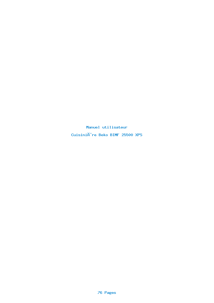 Page 1 de la notice Manuel utilisateur Beko BIMF 25500 XPS