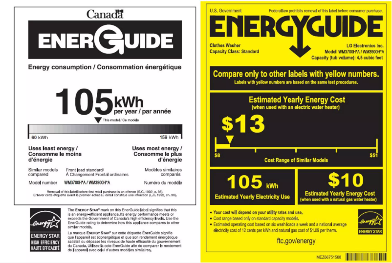Page 1 of the manual Energy Label LG WM3700HWA
