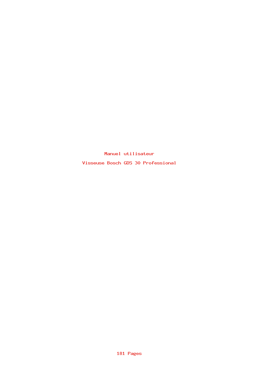 Page 1 de la notice Manuel utilisateur Bosch GDS 30 Professional