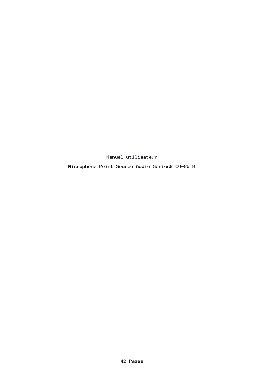 Page 1 de la notice Manuel utilisateur Point Source Audio Series8 CO-8WLH