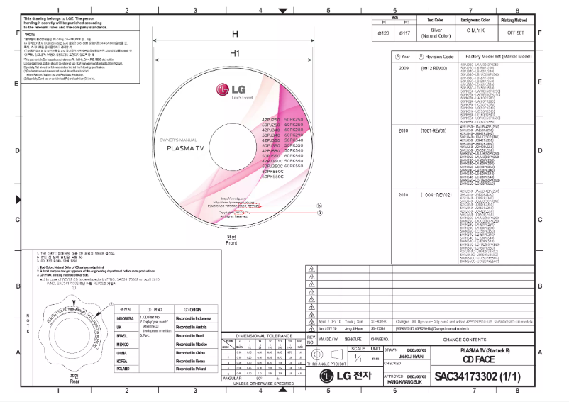 Page 1 de la notice Manuel utilisateur LG 42PJ250
