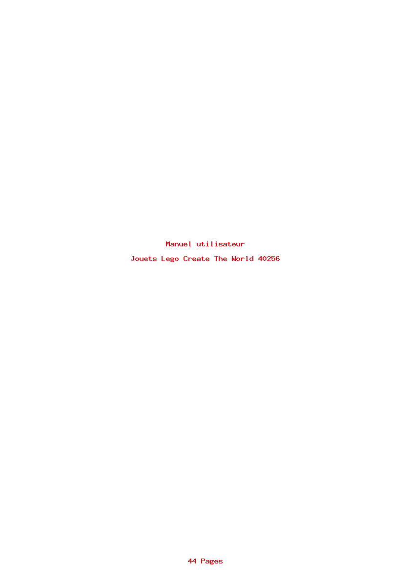 Page 1 de la notice Manuel utilisateur Lego Create The World 40256