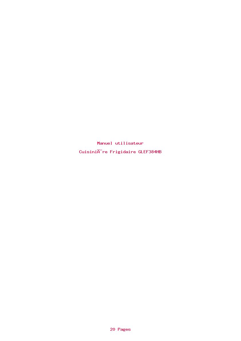 Page 1 de la notice Manuel utilisateur Frigidaire GLEF384HB