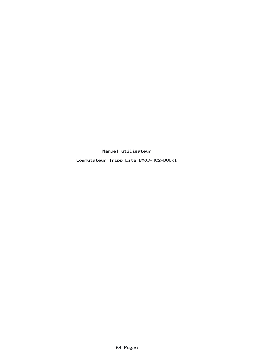 Page 1 de la notice Manuel utilisateur Tripp Lite B003-HC2-DOCK1