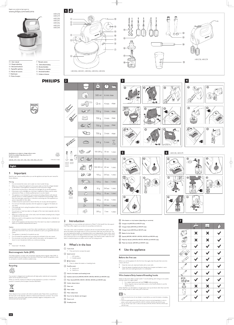 Page 1 de la notice Manuel utilisateur Philips Avance Collection HR1590