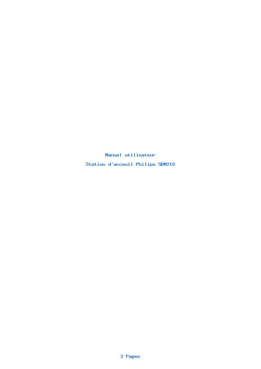 Page 1 de la notice Manuel utilisateur Philips SBM210