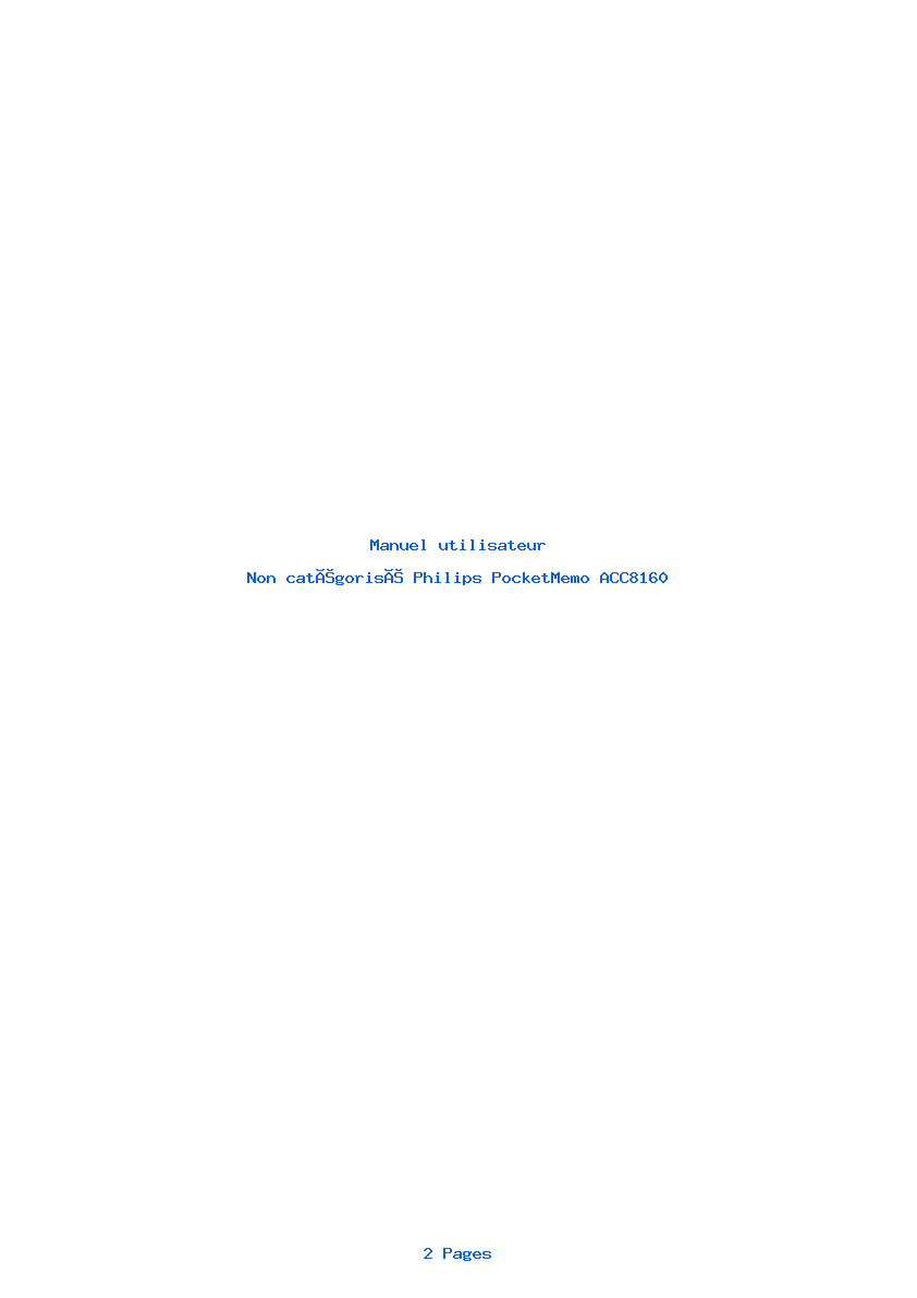 Page 1 de la notice Manuel utilisateur Philips PocketMemo ACC8160