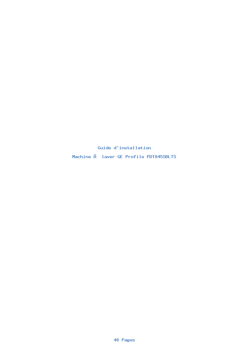 Page 1 de la notice Guide d'installation GE Profile PDT845SBLTS