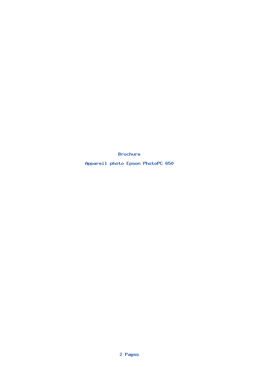 Page 1 de la notice Brochure Epson PhotoPC 650