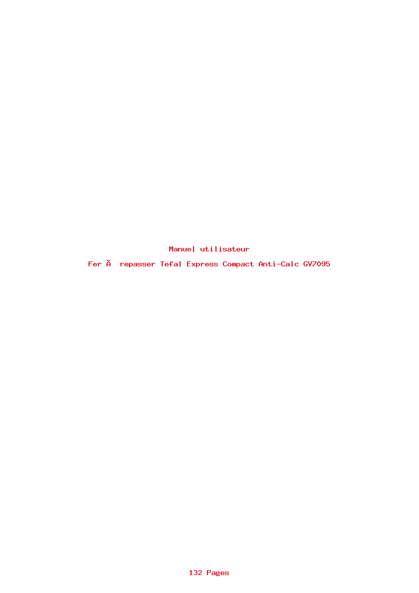 Page 1 de la notice Manuel utilisateur Tefal Express Compact Anti-Calc GV7095