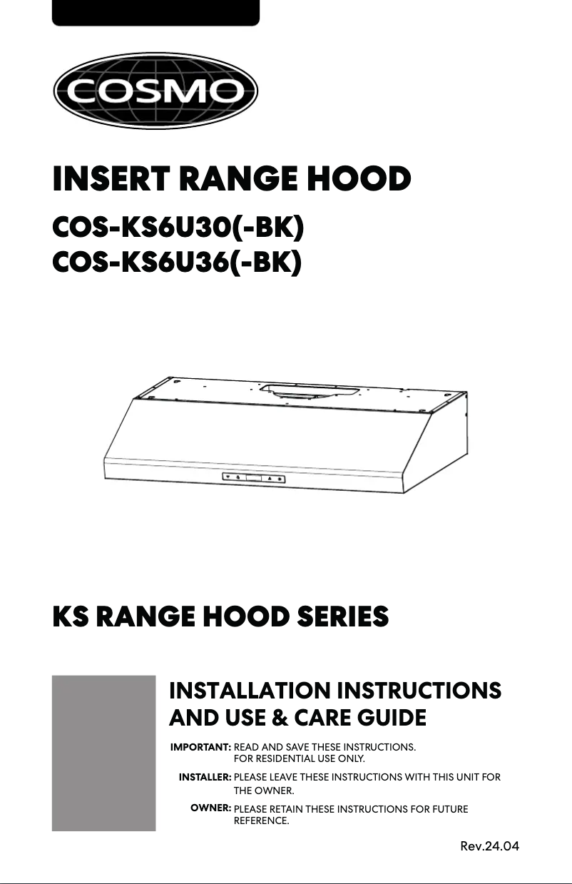 Page 1 de la notice Manuel utilisateur Cosmo COS-KS6U30