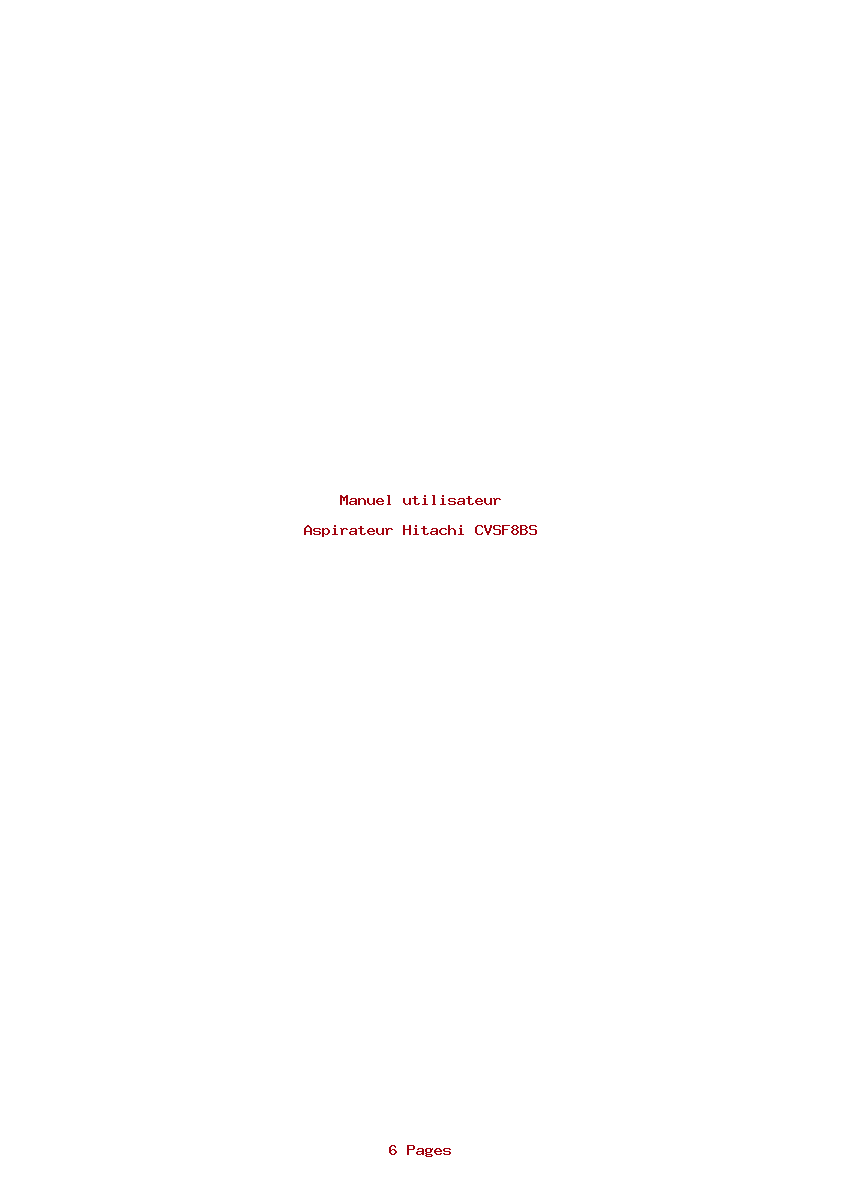 Page 1 de la notice Manuel utilisateur Hitachi CVSF8BS