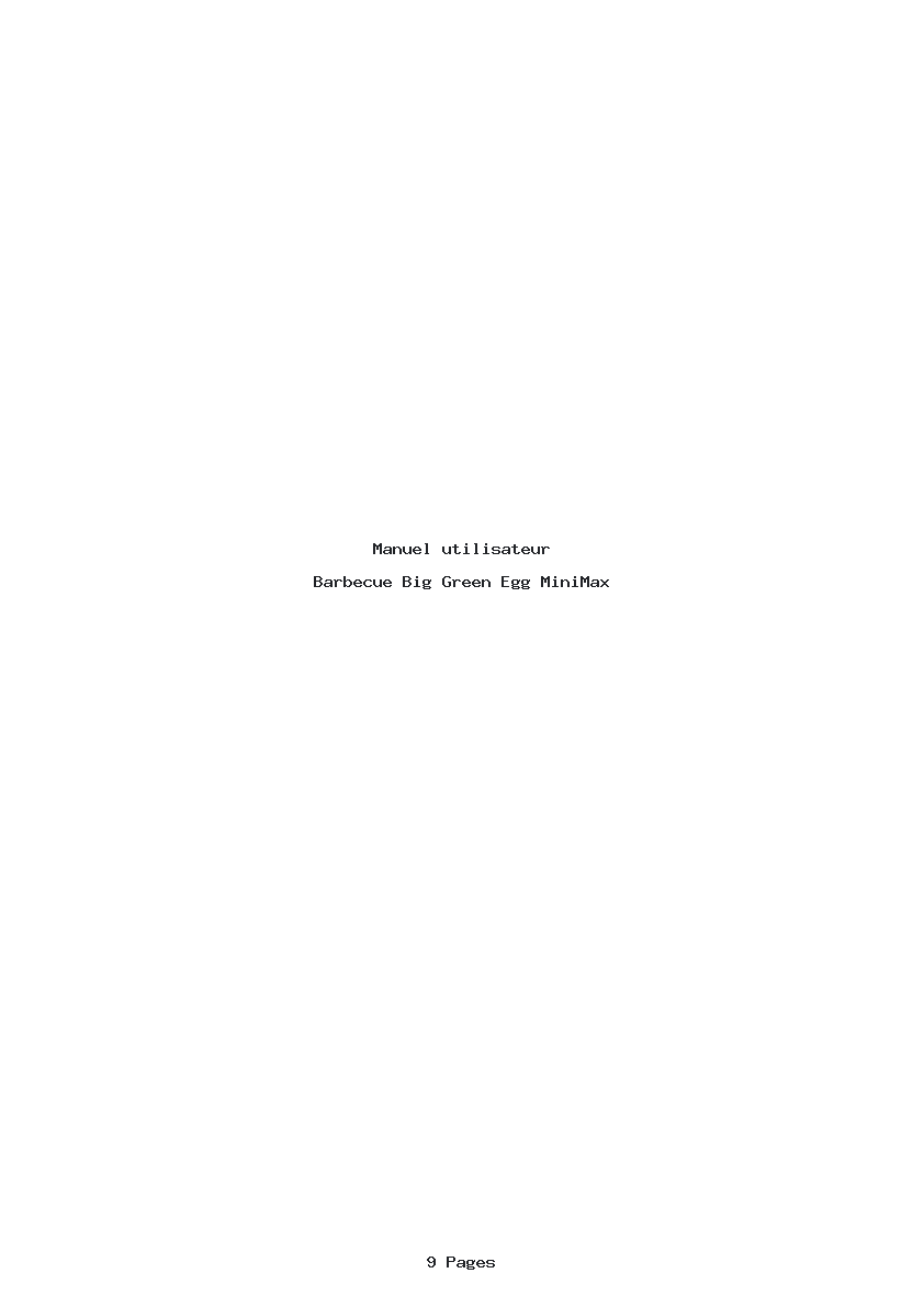 Page 1 de la notice Manuel utilisateur Big Green Egg MiniMax