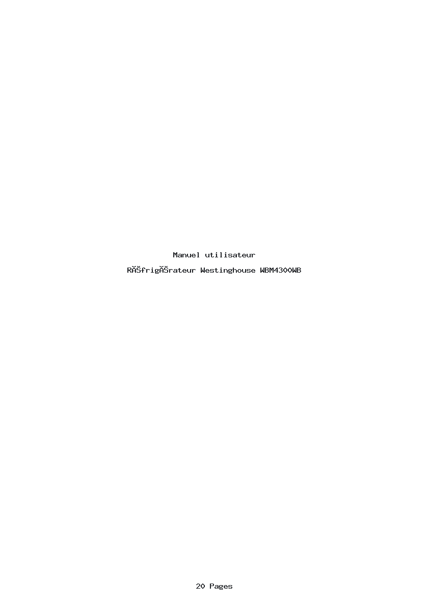 Page 1 de la notice Manuel utilisateur Westinghouse WBM4300WB