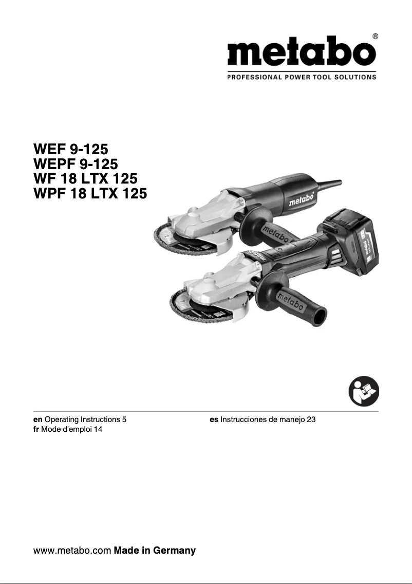 Page 1 of the manual User Manual Metabo WPF 18 LTX 125