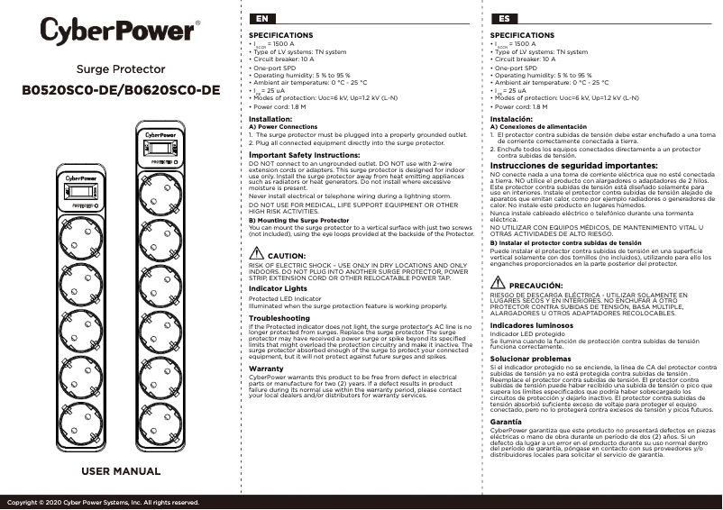 Página 1 del manual Manual de usuario CyberPower B0520SC0-DE