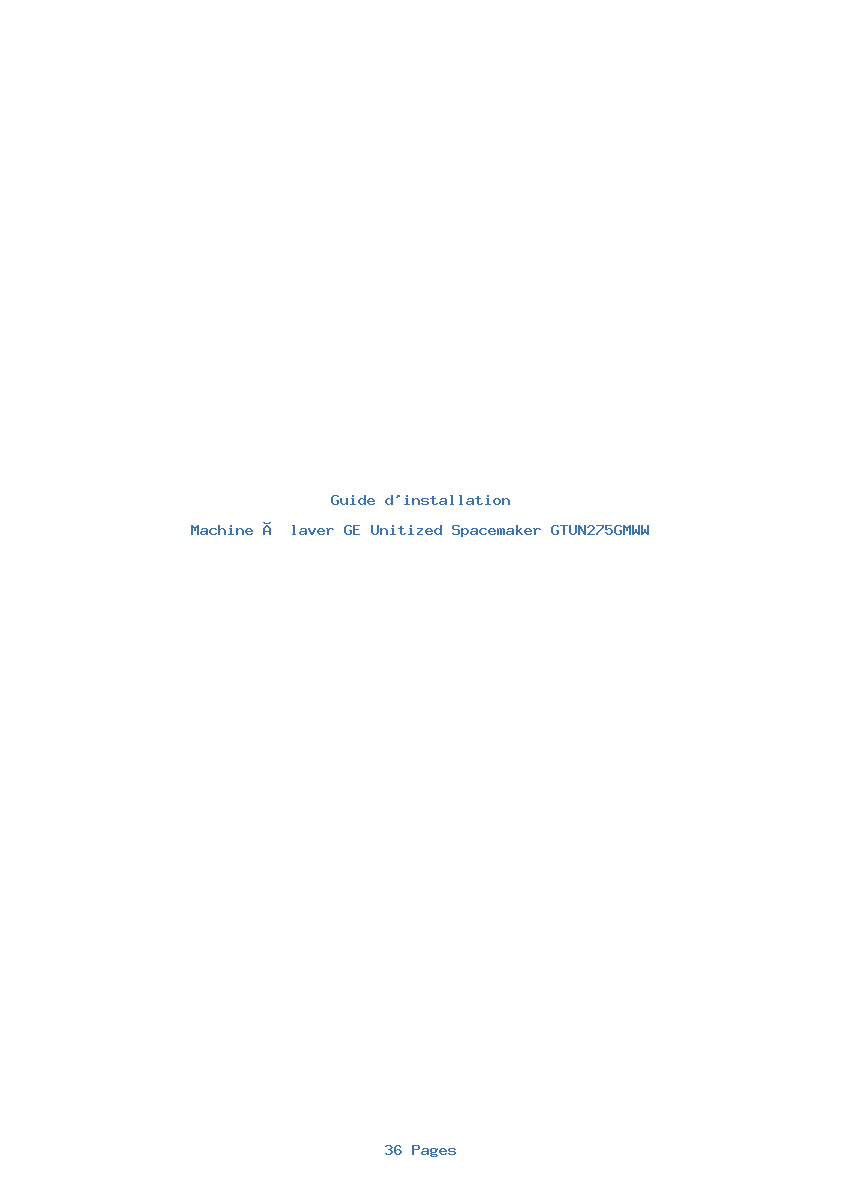 Page 1 de la notice Guide d'installation GE Unitized Spacemaker GTUN275GMWW