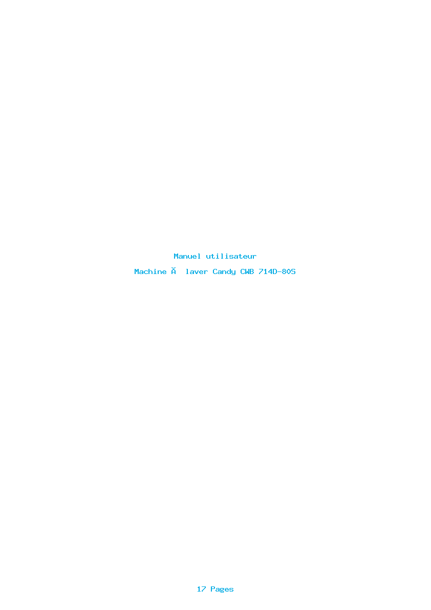 Page 1 de la notice Manuel utilisateur Candy CWB 714D-80S