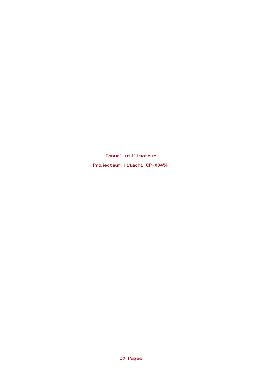 Page 1 de la notice Manuel utilisateur Hitachi CP-X345W