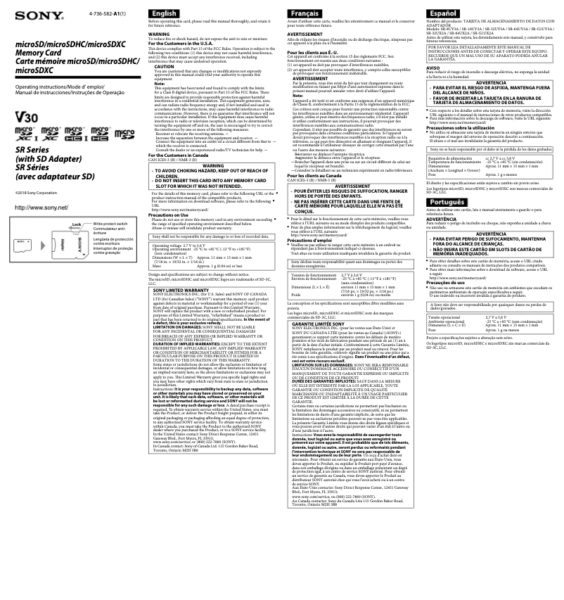 Page n°1 - Manuel utilisateur Sony SR-8UY3A